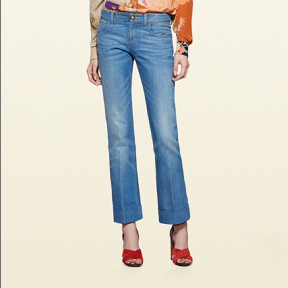 Gucci skinny flare cropped jeans